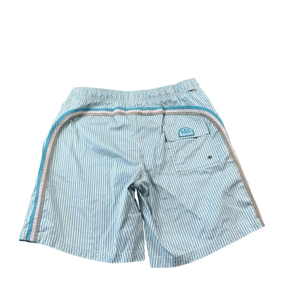 Sundek Mens Blue White Striped Rainbow Swim Trunks Size 2XL XXL M50560M00R3